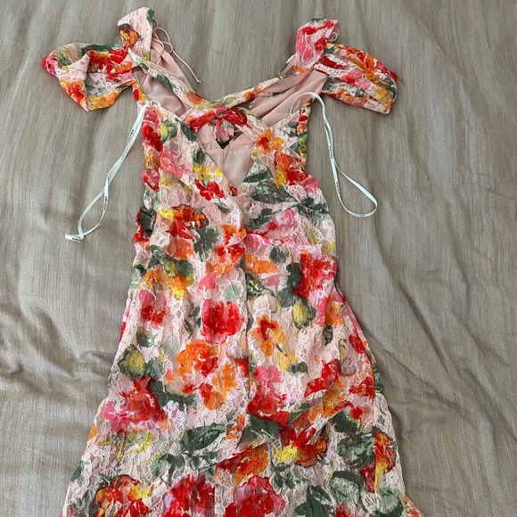 For Love and Lemons Beth Midi Floral Lace Dress in Pink - Picture 7 of 10